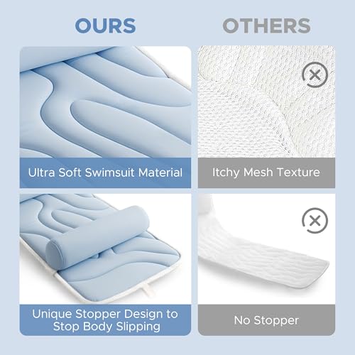Sunlit Full Body Bath Pillow with Lumbar Support & Suction Cups