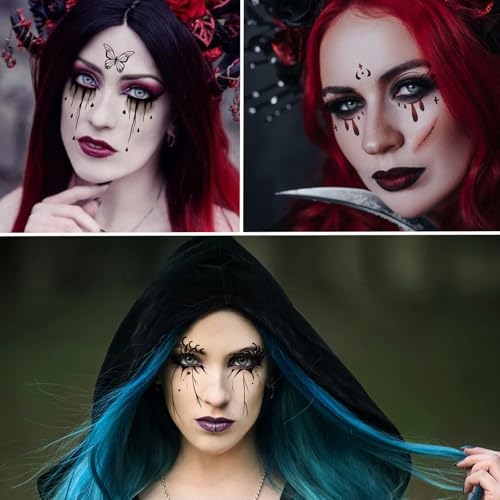 10 Pcs Halloween Face Tattoo Stickers - Vampire Clown Ghost Makeup