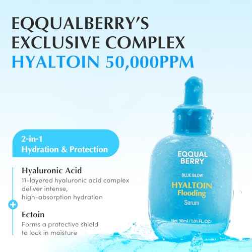 EQQUALBERRY Hyaltoin Flooding Smoothie Serum ? Deep Hydrating Korean Skin Care with 11 Hyaluronic Acids, Ectoine & Glacier Water, Barrier-Strengthening with 5 Ceramides, Fresh Glow (1.01oz / 30ml)