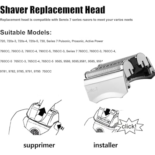 70S Series 7 Replacement Head Compatible with Braun Series 7 Replacement Head,70s Blades for Braun S7 Wet and Dry Replacement Blades for Electric Foil Shaver 720,750CC, 760CC,790CC,9565