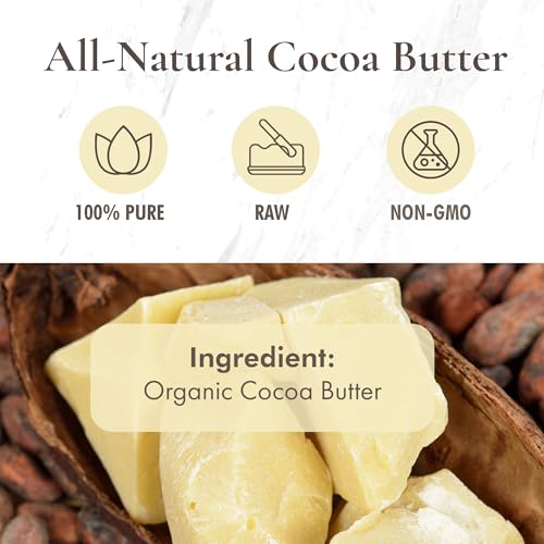 Cocoa (Cacao Butter) Butter, Pure, Raw, Unprocessed. Incredible Quality and Scent. Use for Lotion, Cream, Lip Balm or Body Butter. NON-GMO, Vegan - 1 lb By SaaQin¢ç