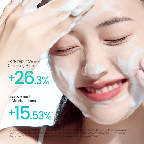 ANUA PDRN Hyaluronic Acid Moisturizing Cleansing Foam, Hydrating Facial Cleanser for Dry Skin, Daily Gentle Face Wash with Salmon DNA, Balancing & Pore Care, Korean Skincare (5.07 fl oz) (Pack of 2)
