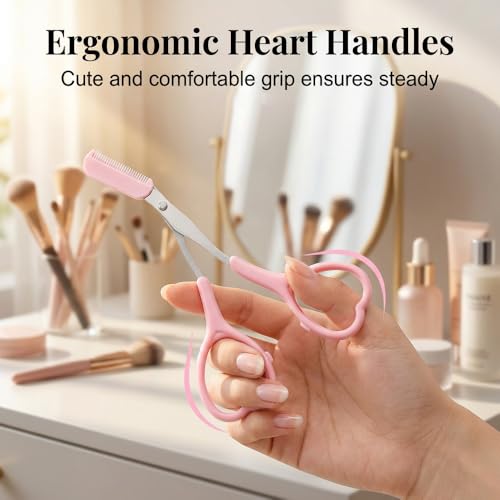 2-in-1 Eyebrow Trimmer Scissor with Comb - Stainless Steel
