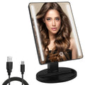 Lighted Makeup Mirror with Lights Vanity Makeup Mirror with Adjustable Brightness and 180 Degree Rotation Touch Screen Dual Power Supply Gifts for Teens Girls Women (Black)