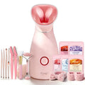 Facial Steamer Spa Kit, 12 Skin Care Tools & 5 Jelly Mask Powder, Nano Ionic Steamer for Facial Deep Cleaning Unclog Pores Sinuses, Warm Mist Humidifier for Home SPA, Self Care Gifts for Women