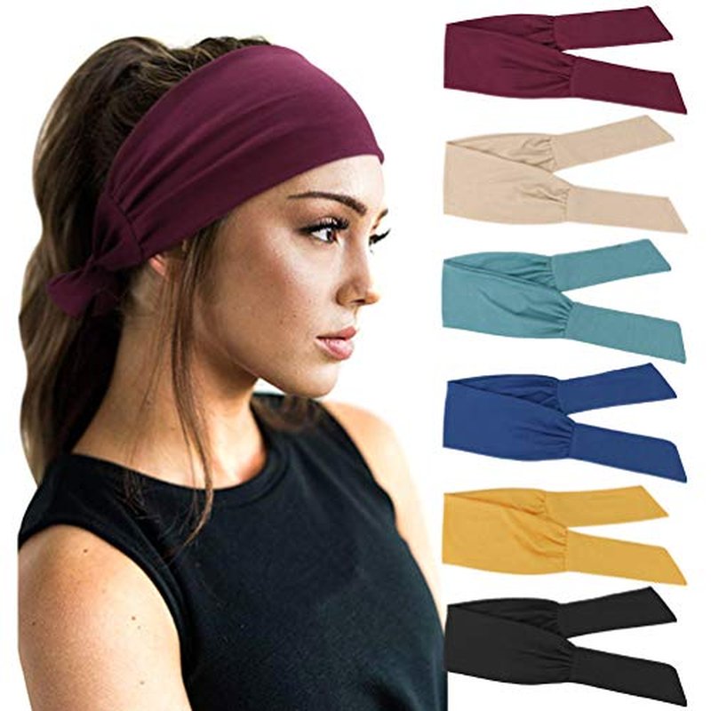 6Pc Adjustable Knotted Headbands Women Sports Workout Yoga