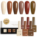 CANNI 9ML Gel Nail Polish Set - Chestnut Cake Nude Shades UV LED Soak Off, 6 Colors