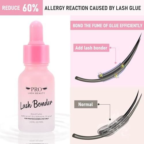 PRO Lash Bonder for Eyelash Extensions - Super Bonder Glue Accelerator, 15ml, Waterproof & Oil-proof, Includes 10 Cotton Swabs & Dropper for Dose Control