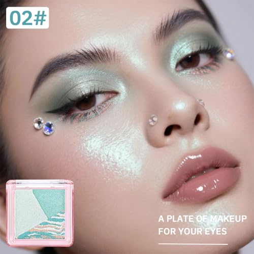 Light Green Baked Eyeshadow Palette - 3 Shade Shimmer