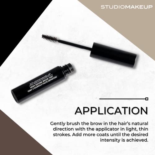 StudioMakeup High Define Brow Tint - All Day Wear Water Proof Eyebrow Gel Tint with Small Applicator Brush - Ultra Pigmented & Smudge Proof Brow Mascara to Hydrate & Cover Grey Hair for All Skin Types