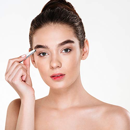 4-Piece Tweezers Set for Women ? Precision Stainless Steel Eyebrow Tweezers with Slant, Pointed & Flat Tips for Ingrown Hair ? Professional Grooming Kit with Travel Case