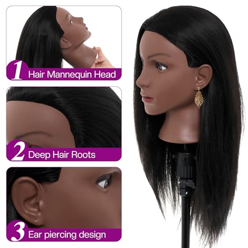 Human Hair Mannequin Head 20-22 Inch with Stand & Clamp