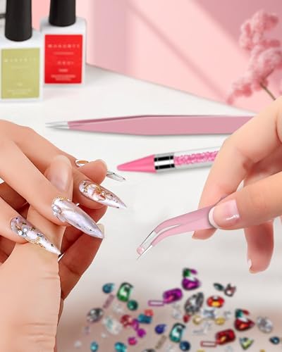 Difenni Dual-Head Rhinestone Picker Pen Set with Wax Tips & Tweezers