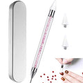 Dual-Ended Nail Rhinestone Picker & Dotting Tool with 2 Replaceable Wax Tips