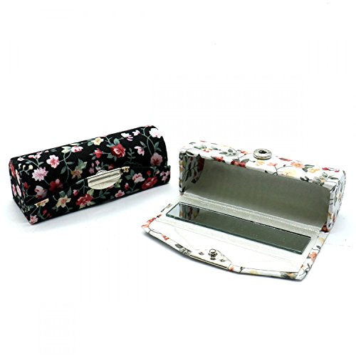 SenseYo Floral Lipstick Case Holder with Mirror & Storage