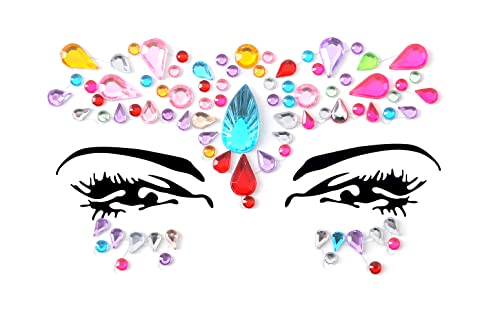 Face Gems Adhesive Glitter face Jewel Tattoo Sticker Festival Rave Party Body Make Up (Multi-colored-23)