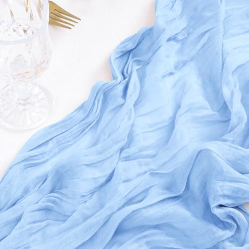 Socomi Cheesecloth Table Runner 10ft Gauze Boho Rustic Blue Cheese Cloth Table Runner for Baby Shower Decoration Wedding Fall Thanskgiving Table Runner 1pc SkyBlue