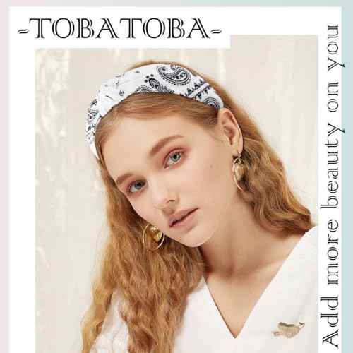 TOBATOBA Bandana Headbands: Paisley Prints, Boho Style Headwraps for Women and Girls - Non-Slip Hair Accessories in Red, White, and Black
