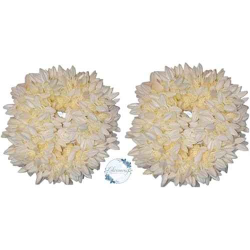 Mogra White Gajra Hair Accessories Gajra Rubber Band for Women (Pack of 2)(White) Hair Scrunchies