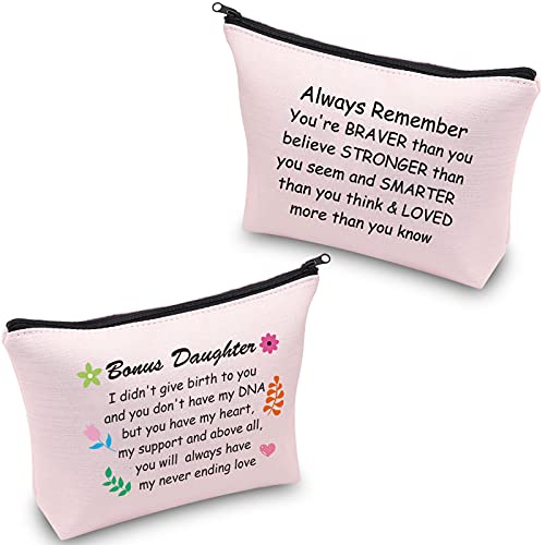 CMNIM Bonus Daughter Gifts Makeup Bag Step Daughter Gift from Mom Gift for Daughter In Law Cosmetic Bag Adoption Daughter Gifts You Will Always Have My Never Ending Love