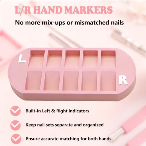 Press-On Nail Organizer Tray with 10 Slots & L/R Markers