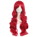 MapofBeauty 28 Inch Long Curly Red Wig with Side Bangs