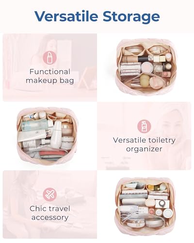 BAGSMART Makeup Bag - Travel Cosmetic Organizer, Pink