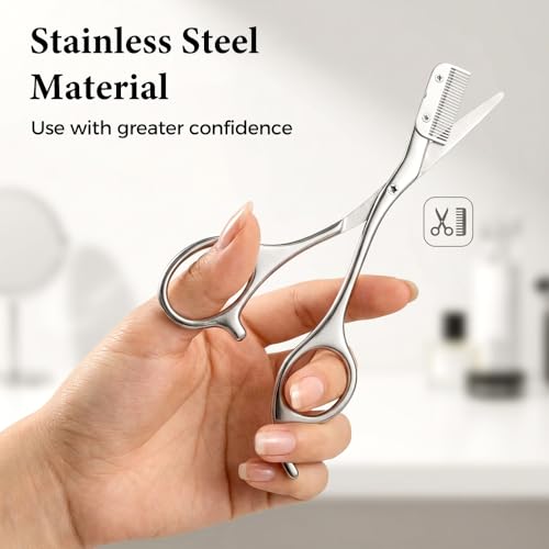 Eyebrow Trimmer Scissors with Comb | Stainless Steel
