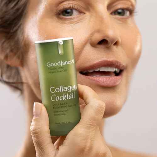 GoodJanes Collagen Cocktail Boosting Serum with Vegan Collagen, Vitamin C, Niacinamide & Copper Peptides ? Plant-Based Stem Cell Treatment for Radiant, Firm-Looking Skin, 0.5 oz