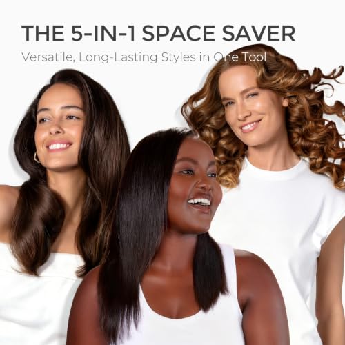 TYMO Flat Iron Hair Straightener Brush 2-in-1 Gold - Ionic Ceramic Hot Comb