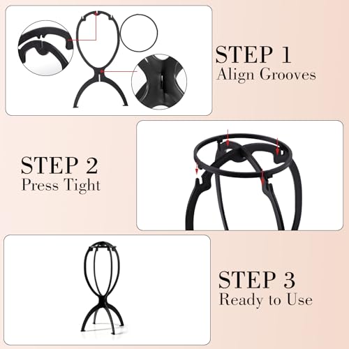Portable Foldable Wig Stand 13.8 Inch with Dust Bag for Hair Styling