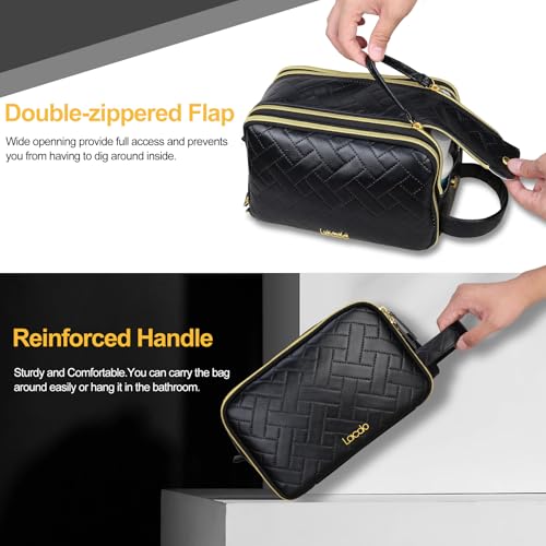 Lacdo Toiletry Bag for Men Travel Toiletry Organizer Dopp Kit Water-resistant Shaving Bag Toiletries Bag Large Capacity for Toiletries Accessories, Black