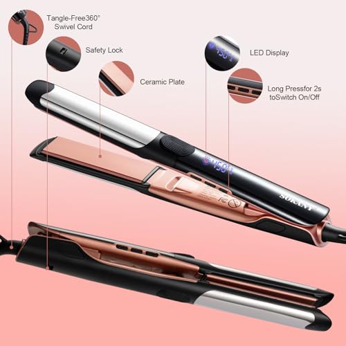 Sokany 2-in-1 Hair Straightener & Curling Iron | 1" Titanium Ceramic Plates
