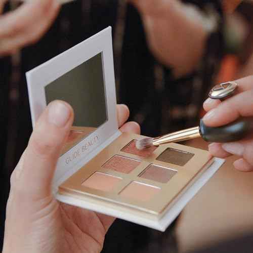 Guide Beauty Shadow Palette, Shimmer Eyeshadow Palette Featuring Hues Ranging from Radiant Golden Champagne & Copper Rose to Dusky Greens, Universal, Ergonomic Design, 6 Shades, 1 pc