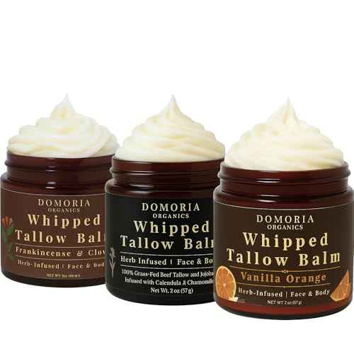 100% Grass-Fed Tallow Trio Balm Gift Set - Herb-Infused Chamomile & Calendula Moisturizer for Men, Women, Psoriasis, Eczema, Dry Sensitive Skin, 3 pack