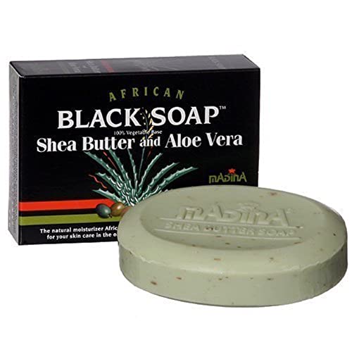 Madina African Black Soap with Shea Butter & Aloe Vera - 3 Bars