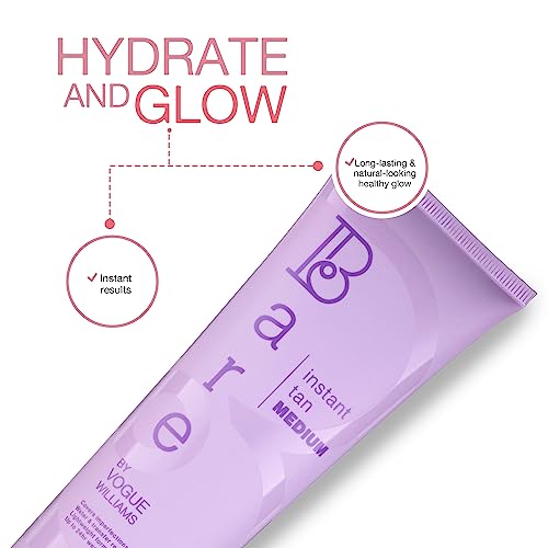 Bare by Vogue Instant Tan - Medium 150ml, Wash-Off Formula for Streak-Free, Natural-Looking Glow - Infused with Super Peptides for Plump, Smooth & Firm Skin
