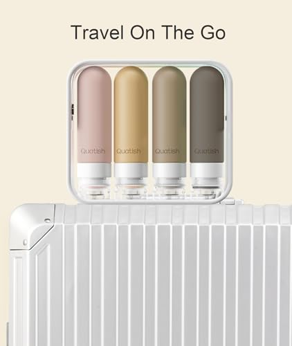Quatish Brown Travel Bottles 3oz Leak-Proof TSA Approved Silicone Shampoo & Conditioner Set, 4 Pack