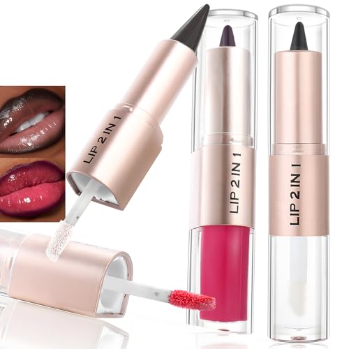 Purple & Pink Lip Liner & Gloss Set - 2-in-1 Combo