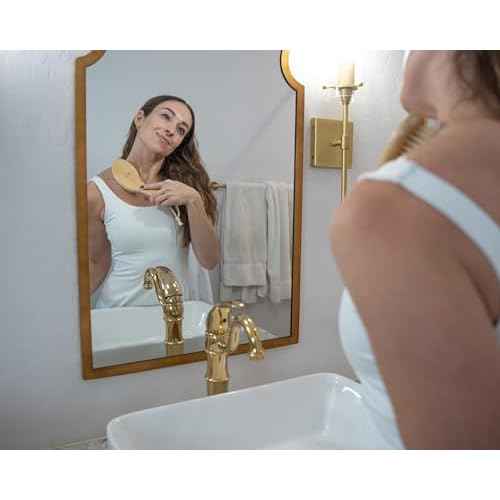 ROSENA Dry Brushing Body Brush with Curved Handle - Dry Brush Natural Boar Bristles, Bamboo, Ergonomic Design for Exfoliating & Lymphatic Drainage, Sustainable Materials