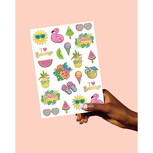 xo, Fetti Summer Pool Party Temporary Tattoos - Glitter styles | Birthday Party Supplies, Beach Party Favors + Tropical Decor
