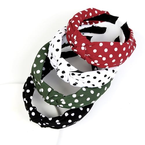 Huachi Polka Dot Headbands Set - Trendy Knotted Hair Accessories for Women
