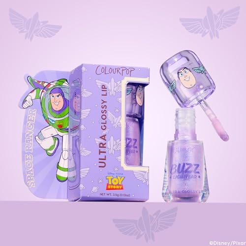 ColourPop x Toy Story Ultra Glossy Lip Gloss - High-Shine, Non-Sticky & Hydrating Lip Gloss with a Flexible Paddle Applicator - Sheer, Lavender Finish - Buzzin About (0.12 oz)