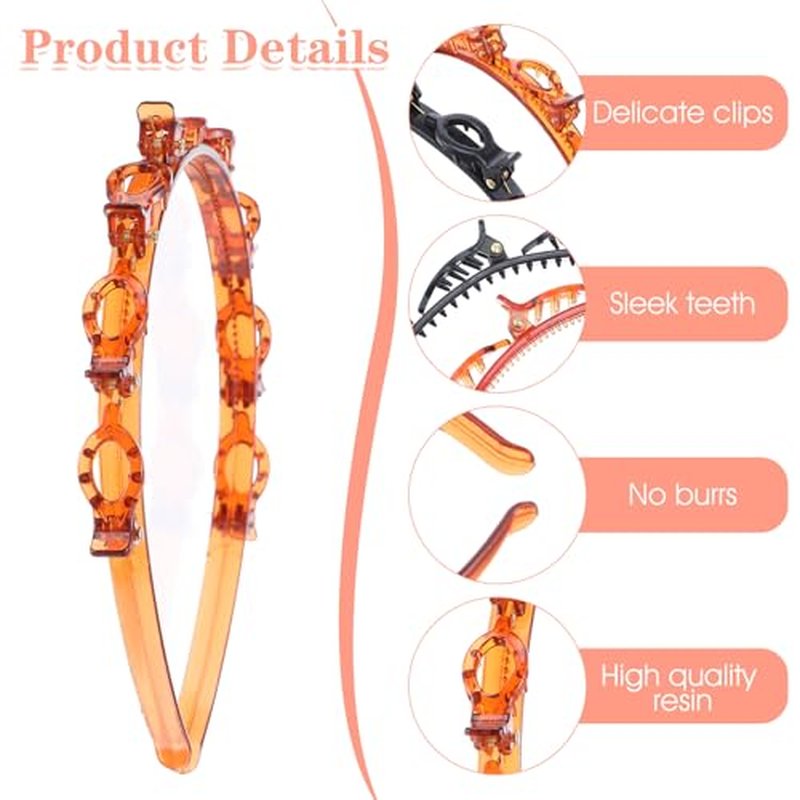 4-Piece Headband with Clips – Adjustable Hair Styling Tool