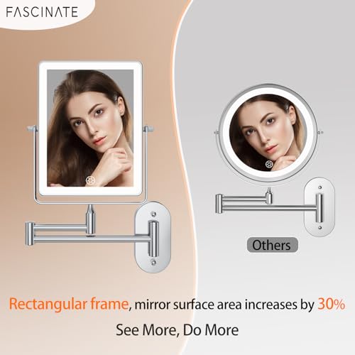 FASCINATE 8.7-inch Rechargeable Wall Mount Makeup Mirror Chrome B
