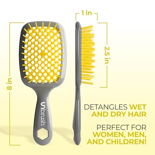 FHI Heat UNbrush Detangling Brush for Pain-Free Brushing on All Wet or Dry Hair Types — Durable DuoFlex Anti-Static Bristles, Lightweight Handle, Vented Hair Brush, Sun Ceremony