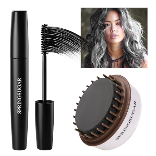 Springsugar Temporary Hair Chalk & Mascara Dye Kit - Washable Vibrant Colors for Kids & Adults