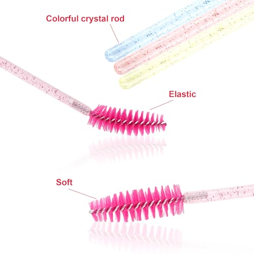 Exacoo Multicolor 500pcs Eyebrow & Lash Spoolies Makeup Brushes for Eyelash Extensions