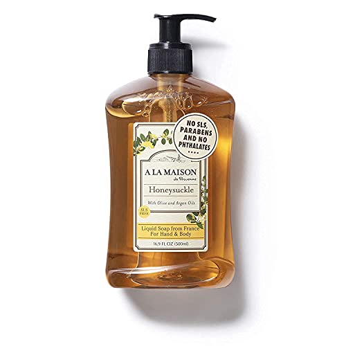 A LA MAISON French Liquid Hand Soap, Honeysuckle - Natural Hand Wash Made with Essential Oils - Biodegradable, Plant-Based, Vegan, Cruelty-Free, Alcohol & Paraben Free (16.9 oz, 1 Pack)