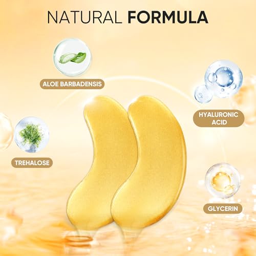 20Pcs Gold Under Eye Patches for Dark Circles Puffy Eyes Wrinkles - Pack of 10 Sets